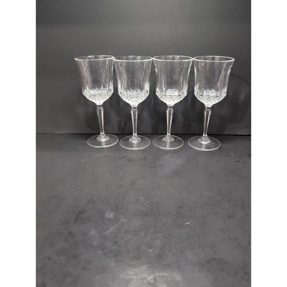 Cristal d'Arques Wine Glasses, 6.75" Longchamp , Vintage Glass Set of 4, Crystal - Picture 2 of 9